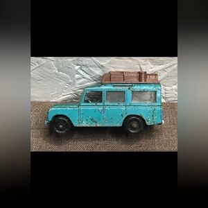 Vintage 1965 Lesney Matchbox Diecast #12 Land Rover Safari Teal Brown Luggage